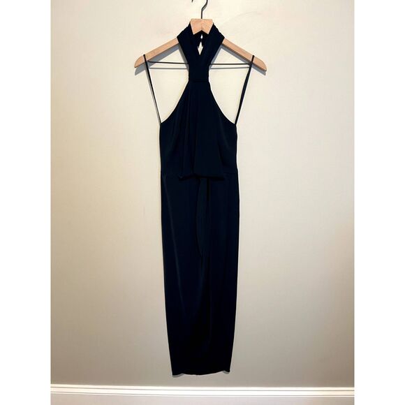 Shona Joy Core Knot Halter Midi Dress In Navy Blue Women's Size 4 - Picture 5 of 12